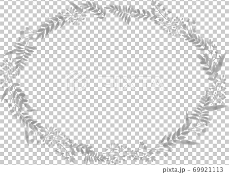 Watercolor style plant round frame gray 69921113