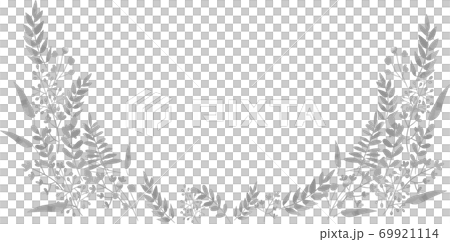 水彩風　植物のフレーム　グレー 69921114