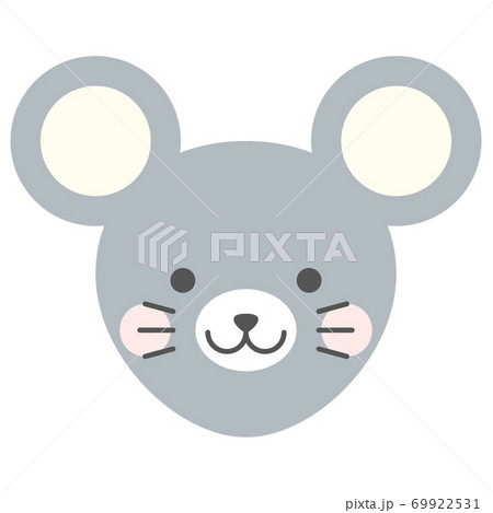 ねずみのイラスト ネズミ 鼠 子 干支 動物 顔 アイコンのイラスト素材