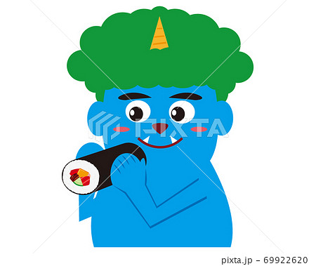 節分の日のベクターイラスト　恵方巻と鬼　太巻き 69922620