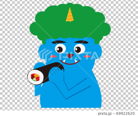 節分の日のベクターイラスト　恵方巻と鬼　太巻き 69922620