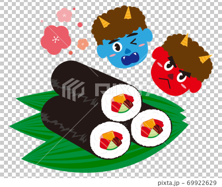 節分の日のベクターイラスト 恵方巻と鬼 太巻き 節分の日のベクターイラスト 恵方巻と鬼 太巻き 69922629
