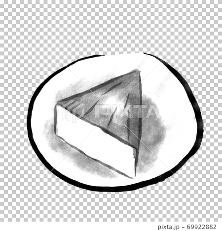 おでんの厚揚げ 墨の手描きイラスト のイラスト素材