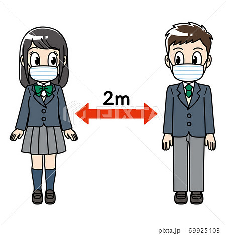 ソーシャルディスタンスをとる学生 69925403