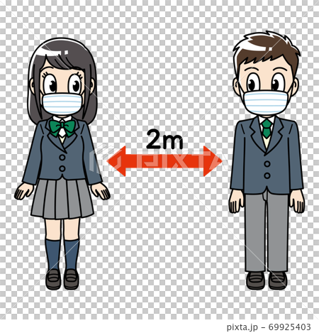 ソーシャルディスタンスをとる学生 69925403