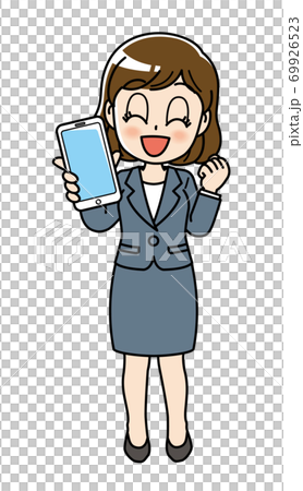 穿著西裝拿著智能手機的女人 69926523