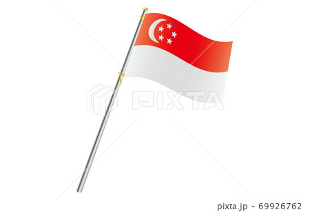 新世界の国旗2：3Verグラデーション波ポール　シンガポール 69926762