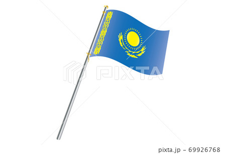 新世界の国旗2 3verグラデーション波ポール カザフスタンのイラスト素材