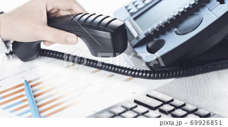 business. voip phone in the office close up 69926851