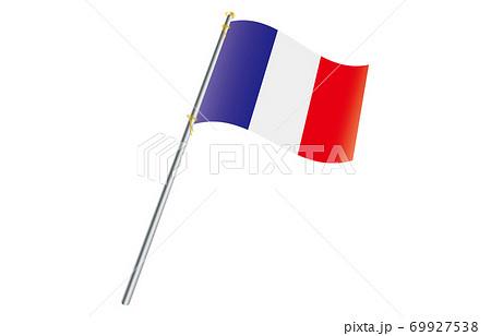 新世界の国旗2 3verグラデーション波ポール フランスのイラスト素材