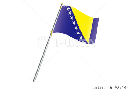 新世界の国旗2：3Verグラデーション波ポール　ボスニア・ヘルツェゴビナ