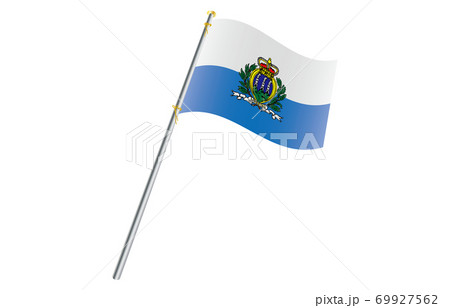 新世界の国旗2 3verグラデーション波ポール サンマリノのイラスト素材