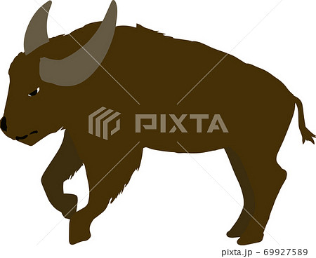 手書きの可愛い水牛のイラストのイラスト素材