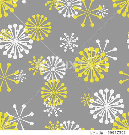 タンポポのシームレスパターン　グレー2 69927591
