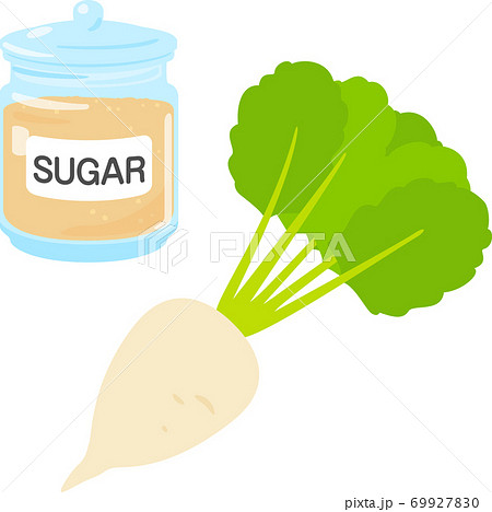 ガラス瓶に入った茶色い砂糖と甜菜 69927830