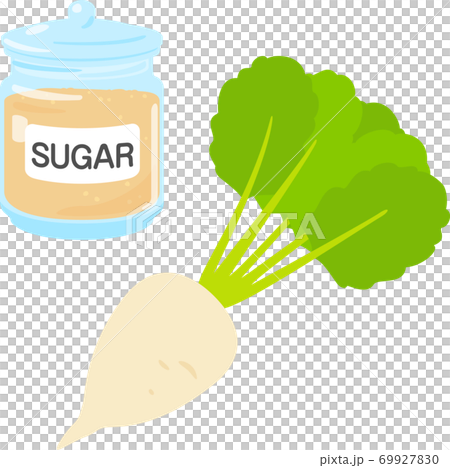ガラス瓶に入った茶色い砂糖と甜菜 69927830