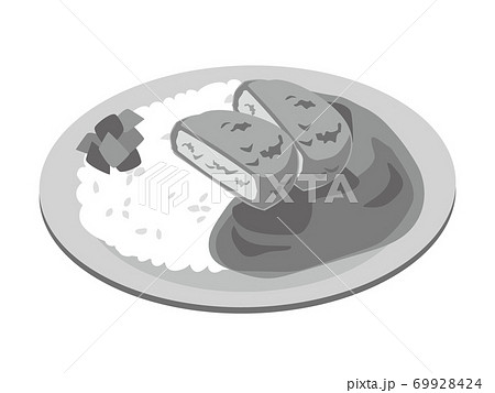 お皿に乗った日本風のカレーライス コロッケのカレー のイラスト素材 69928424 Pixta