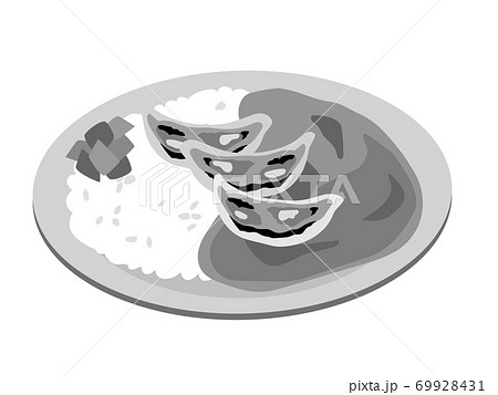 お皿に乗った日本風のカレーライス 餃子のカレー のイラスト素材 69928431 Pixta