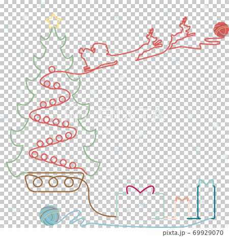 クリスマス 一筆書きのイラスト素材 69929070 Pixta
