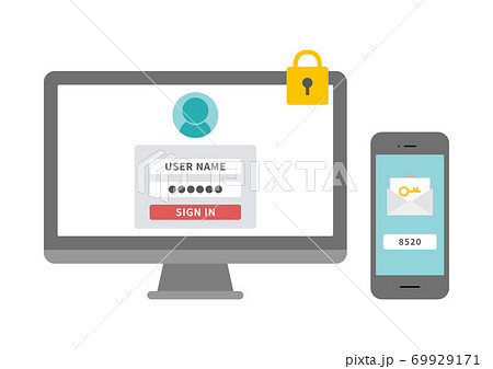 二段階認証のイラスト素材 二段階認証のイラスト素材 69929171