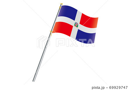 新世界の国旗2：3Verグラデーション波ポール　ドミニカ共和国
