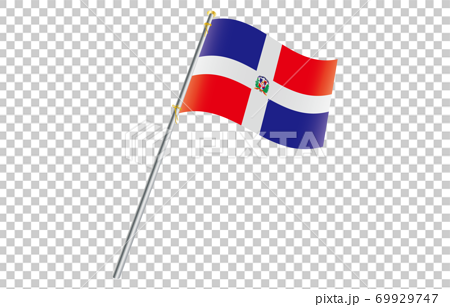 新世界の国旗2 3verグラデーション波ポール ドミニカ共和国のイラスト素材