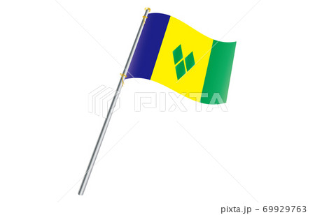 新世界の国旗2：3Verグラデーション波ポール　セントビンセント・グレナディーン諸島
