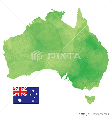 オーストラリア大陸 地図 国旗のイラスト素材