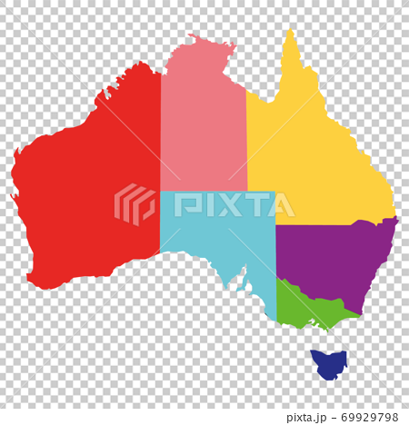 オーストラリア大陸 州別 地図のイラスト素材
