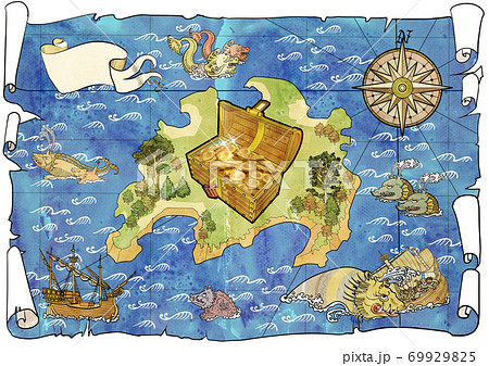 宝島の地図のイラスト素材