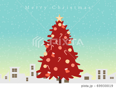 クリスマスカード 赤いモミの木 昼 クリスマスカード 赤いモミの木 昼 69930019
