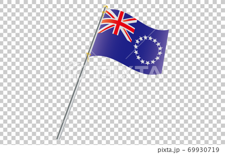 新世界の国旗2 3verグラデーション波ポール クック諸島のイラスト素材