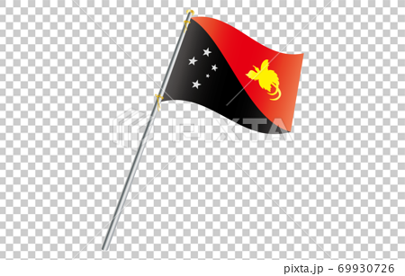 新世界の国旗2 3verグラデーション波ポール パプアニューギニアのイラスト素材