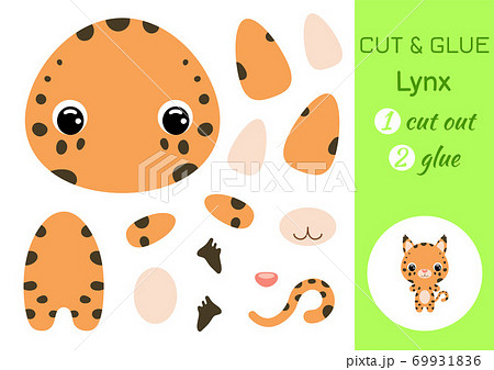 Cut and glue baby lynx. Education developing worksheet. Color paper game for preschool children. Cut parts of image and glue on paper. Cartoon character. Colorful vector stock illustration. Cut and glue baby lynx. Education developing worksheet. Color paper game for preschool children. Cut parts of image and glue on paper. Cartoon character. Colorful vector stock illustration. 69931836