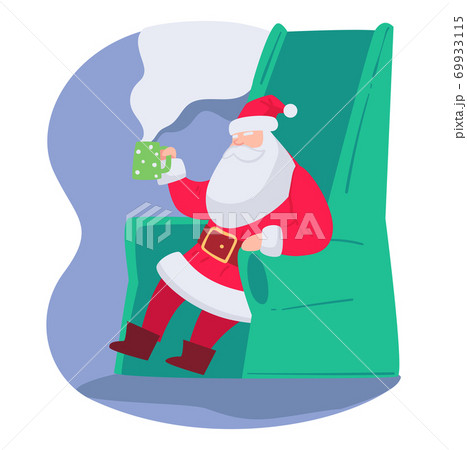 Santa claus drinking hot tea beverages vector 69933115
