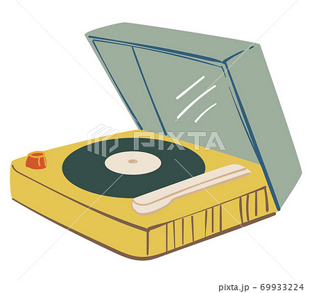 Listening music on vinyl plate with player vector 69933224