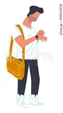 Student male character hurrying for lesson in university 69933659