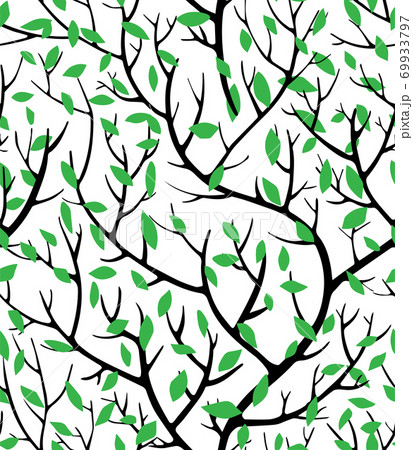 Tree branches and lush foliage seamless pattern vector 69933797