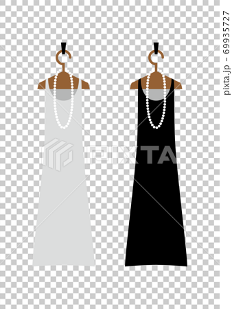 白と黒のドレスのイラスト素材