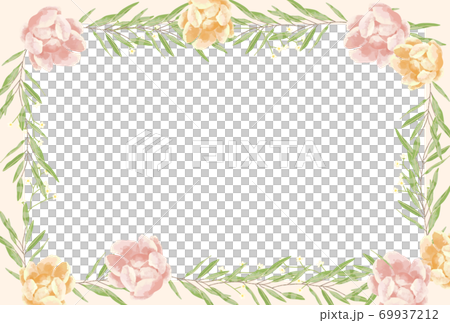 玫瑰花，勿忘我和桉樹的框架，帶有柔和的觸感 69937212