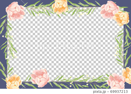 玫瑰花，勿忘我和桉樹的框架，帶有柔和的觸感 69937213