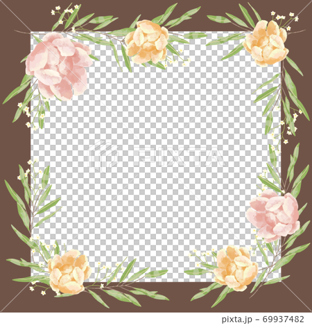 A frame of roses, forget-me-nots and eucalyptus with a gentle touch A frame of roses, forget-me-nots and eucalyptus with a gentle touch 69937482
