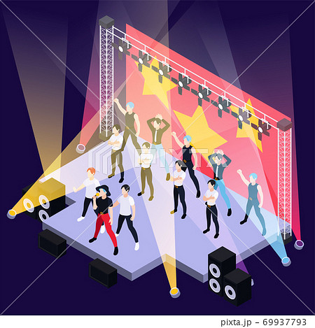 K Pop Music Isometric Background Stock Illustration