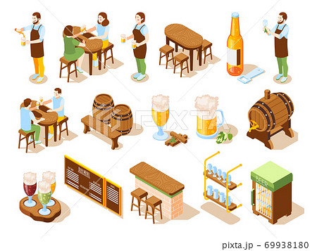 Beer Pub Isometric Icons Beer Pub Isometric Icons 69938180