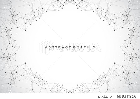 Graphic abstract background communication. Big data visualization. Connected lines with dots. Social networking. Illusion of depth and perspective. Vector illustration. 69938816