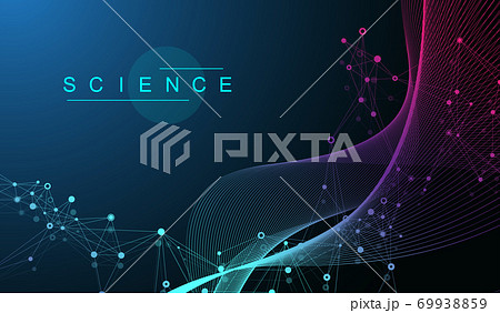 Scientific vector illustration genetic engineering and gene manipulation concept. DNA helix, DNA strand, molecule or atom, neurons. Abstract structure for Science or medical background. CRISPR CAS9. 69938859