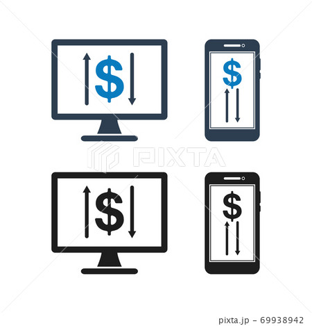Online Fund Transfer Icon Set. Flat style vector EPS. Online Fund Transfer Icon Set. Flat style vector EPS. 69938942