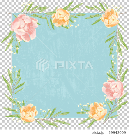 玫瑰花，勿忘我和桉樹的框架，帶有柔和的觸感 69942009