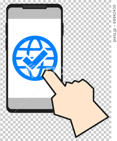 スマホでネットに接続するイラストのイラスト素材