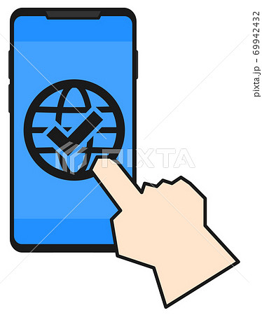 スマホでネットに接続するイラストのイラスト素材